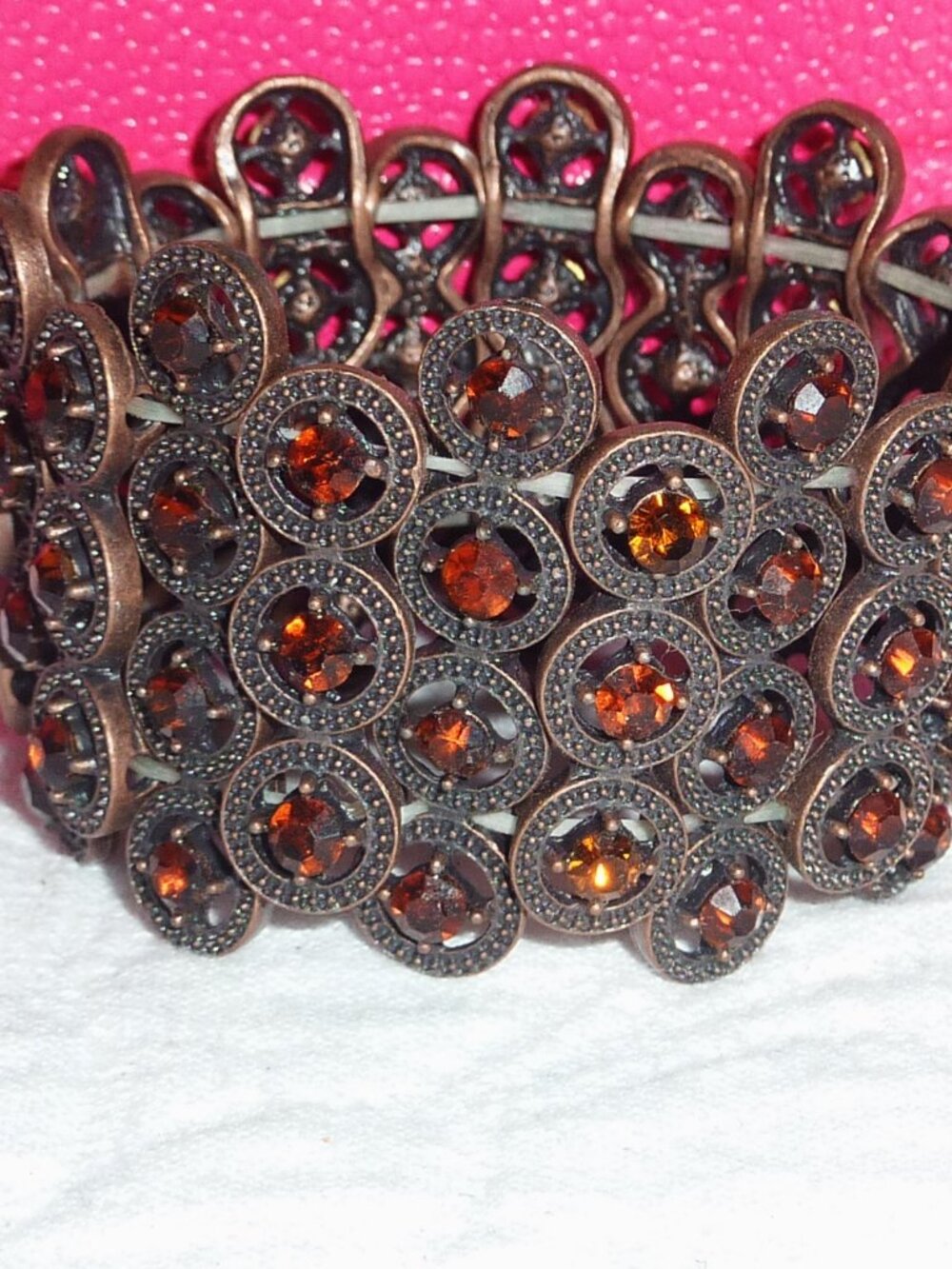 Brand New French Art Deco Wide Bracelet With Gems - Picture 2 of 3